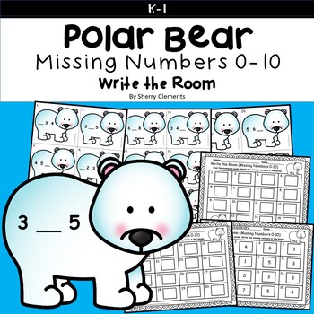 Preview of Winter Missing Numbers | Polar Bears | Math Center | Write the Room