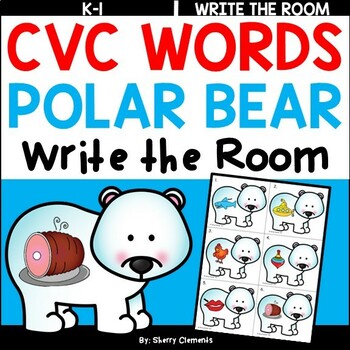 Preview of Winter CVC Words | Polar Bears | Literacy Center | Write the Room