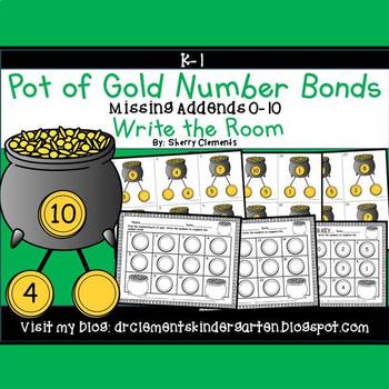 Preview of St Patricks Day | Pot of Gold Number Bonds | Math Center | Write the Room