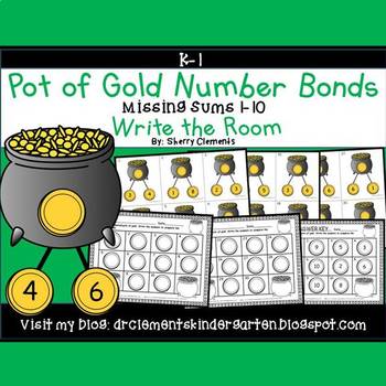 Preview of St Patricks Day | Pot of Gold Number Bonds | Math Center | Write the Room