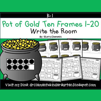 Preview of St Patricks Day Ten Frames | Pot of Gold | Math Center | Write the Room