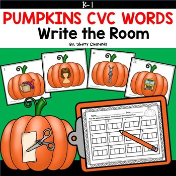 Preview of Thanksgiving CVC Words | Pumpkins | Fall | Literacy Center | Write the Room