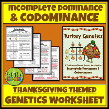Preview of Thanksgiving Incomplete & Codominance Punnett Squares Worksheet