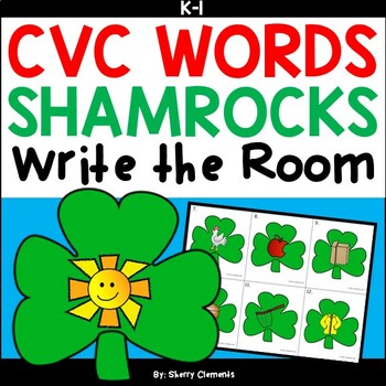 Preview of St Patricks Day CVC Words | Shamrock | Literacy Center | Write the Room