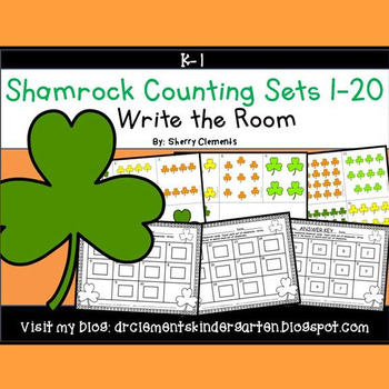 Preview of St Patricks Day Counting to 20 | Shamrocks | Math Center | Write the Room