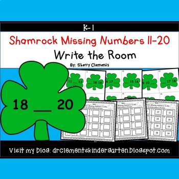 Preview of St Patricks Day | Shamrocks | Missing Numbers | Math Center | Write the Room