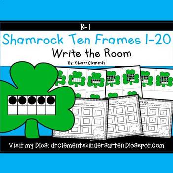 Preview of St Patricks Day Ten Frames | Shamrocks | Math Center | Write the Room