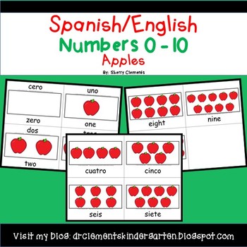 Preview of Fall Spanish and English Numbers 0-10 | Apples | Number Words