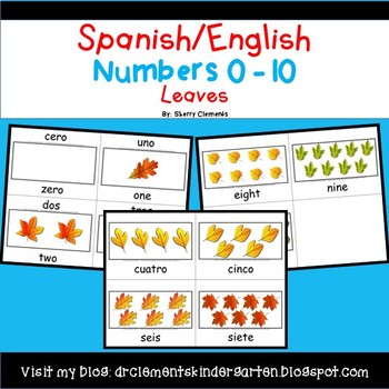 Preview of Fall | Leaves Spanish and English Numbers 0-10 | Number Words