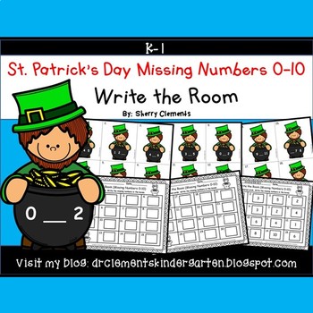 Preview of St Patricks Day Missing Numbers | Leprechaun | Math Center | Write the Room