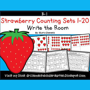 Preview of Strawberry Counting to 20 | Spring | Fruit | Math Center | Write the Room