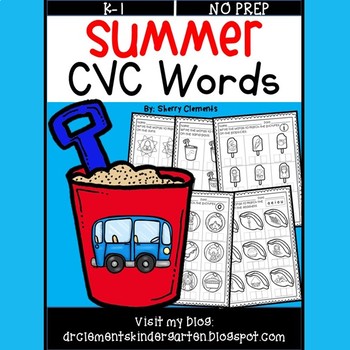 Preview of Summer CVC Words | Worksheets | Write the Word