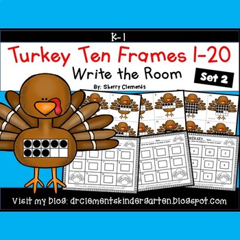 Preview of Thanksgiving | Turkey Ten Frames | Write the Room | Math Center