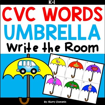 Preview of Spring CVC Words | Weather | Umbrellas | Rain | Literacy Center | Write the Room