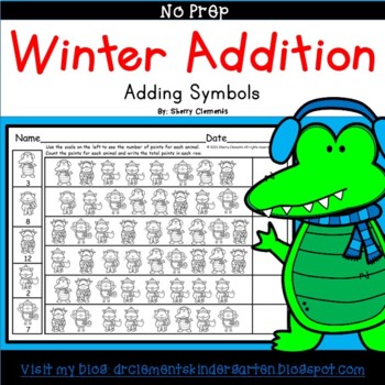 Preview of Winter Addition | Mental Math | Worksheets | Animal Symbols