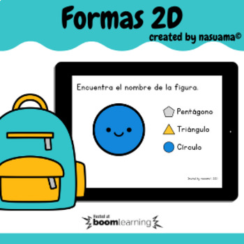 Preview of Spanish Kindergarten Geometry 2D Shapes Math Digital Task Cards Boom Cards™