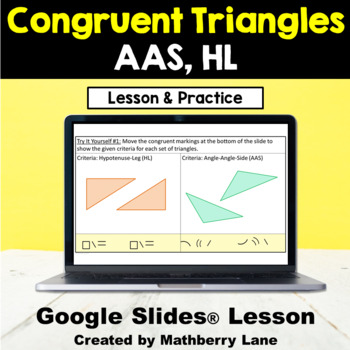 Preview of Congruent Triangles Exploratory Lesson Digital Google Slides AAS, HL