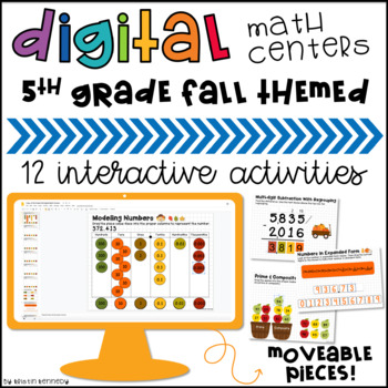 Preview of 5th Grade Fall Themed Digital Math Centers Google Slides Activities