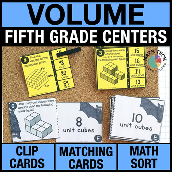 Preview of 5th Grade Math Centers Review Measuring Volume Task Cards, Activities, Games