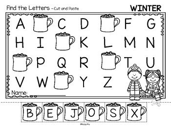 ALPHABET ORDER Cut and Paste Worksheets Using Preschool Themes by KidSparkz