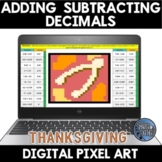 Adding and Subtracting Decimals Thanksgiving Digital Pixel Art