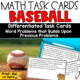 Baseball Math Task Cards Two Step Word Problems Fun Summer