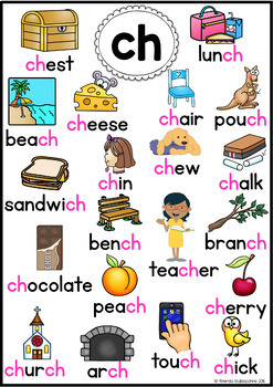 Digraphs: CH Worksheets ~ NO PREP Printables by Rhonda Baldacchino