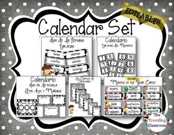 Preview of Calendario para su pared! - Editable Spanish Calendar & Birthday Set
