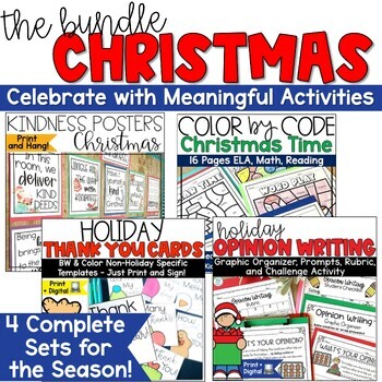 Preview of Christmas Coloring Pages Bulletin Board Writing Project Thank You Notes