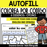 Color by code | EDITABLE AUTOFILL PDF| ENGLISH AND SPANISH | Fall