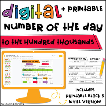 Preview of Digital Number of the Day {To Hundred Thousands}