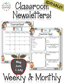 Classroom Newsletter Templates - EDITABLE - (May - July)
