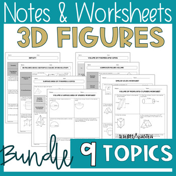 Preview of Geometry 3D Figures Unit Volume, Surface Area, & Density Notes & Worksheets