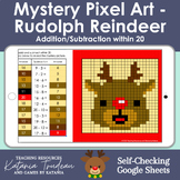 Mystery Pixel Art - Rudolph - Addition and Subtraction within 20