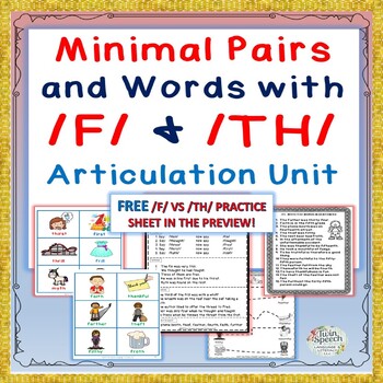 Preview of Minimal Pairs and Words with /F/ & /TH/ Articulation Unit