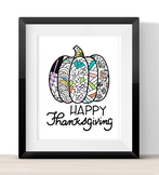 Happy Thanksgiving Poster and coloring pages
