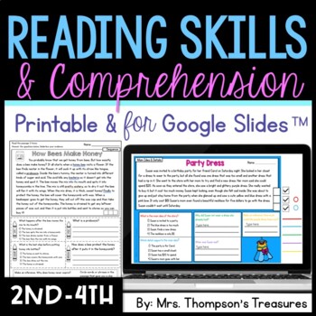 Preview of Reading Skills - Finding Text Evidence Comprehension Passages + Digital