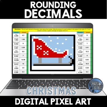 Preview of Rounding Decimals Christmas Digital Pixel Art
