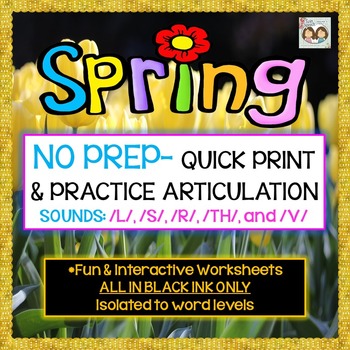 Preview of NO PREP SPRING-THEMED ARTICULATION: /L/, /S/, /R/, /TH/, & /V/ SOUNDS