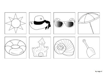 coloring pages of beach items