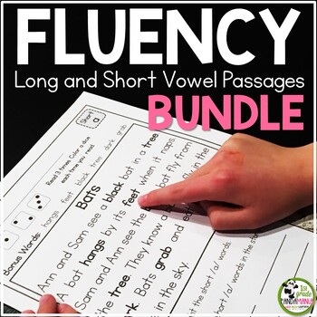 Preview of Fluency Passages plus Comprehension Long Short Vowels BUNDLE
