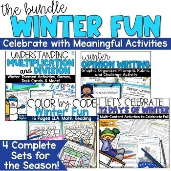 Preview of Winter Activities Coloring Pages Reading Opinion Writing Math 3rd 4th Grade