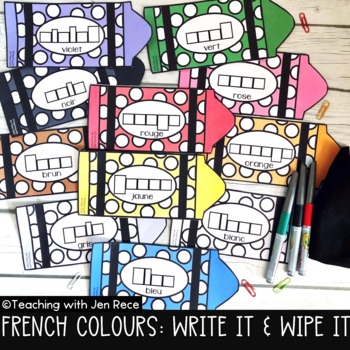 Preview of French Colours Write It and Wipe It Activity