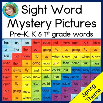 Preview of Spring Color by Sight Word Mystery Picture Worksheets