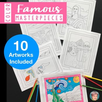Preview of Art History Famous Artwork Coloring Pages | 10 Famous Masterpieces