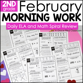 Preview of February Morning Work 2nd Grade ELA and Math