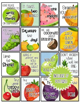 Inspirational Fruit Classroom Decor Posters by Smarter Together | TpT