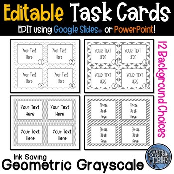 Editable Task Card Template Grayscale Geometric Designs By Smarter Together