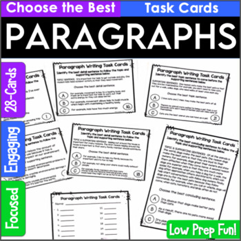 50% off for 24 hours | Paragraph Writing Task Cards by It's a Teacher Thing