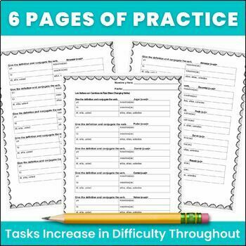 spanish stem changing verbs practice worksheets by island